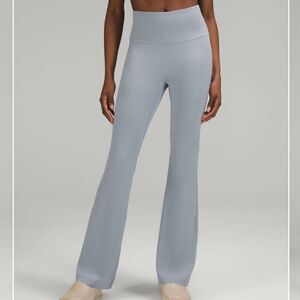 Lululemon Groove Super High Rise Flared Nulu Pant Chambray Blue Size 14